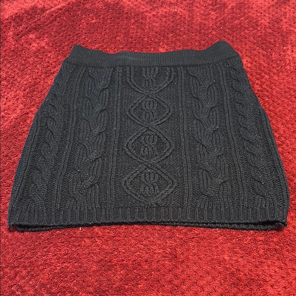 Black Ribbed Pencil Mini Skirt for Work